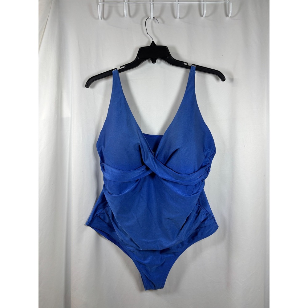 Emerald Bay Womens Royal Blue Twist Front One Piece Swimsuit Size 20 EBW882